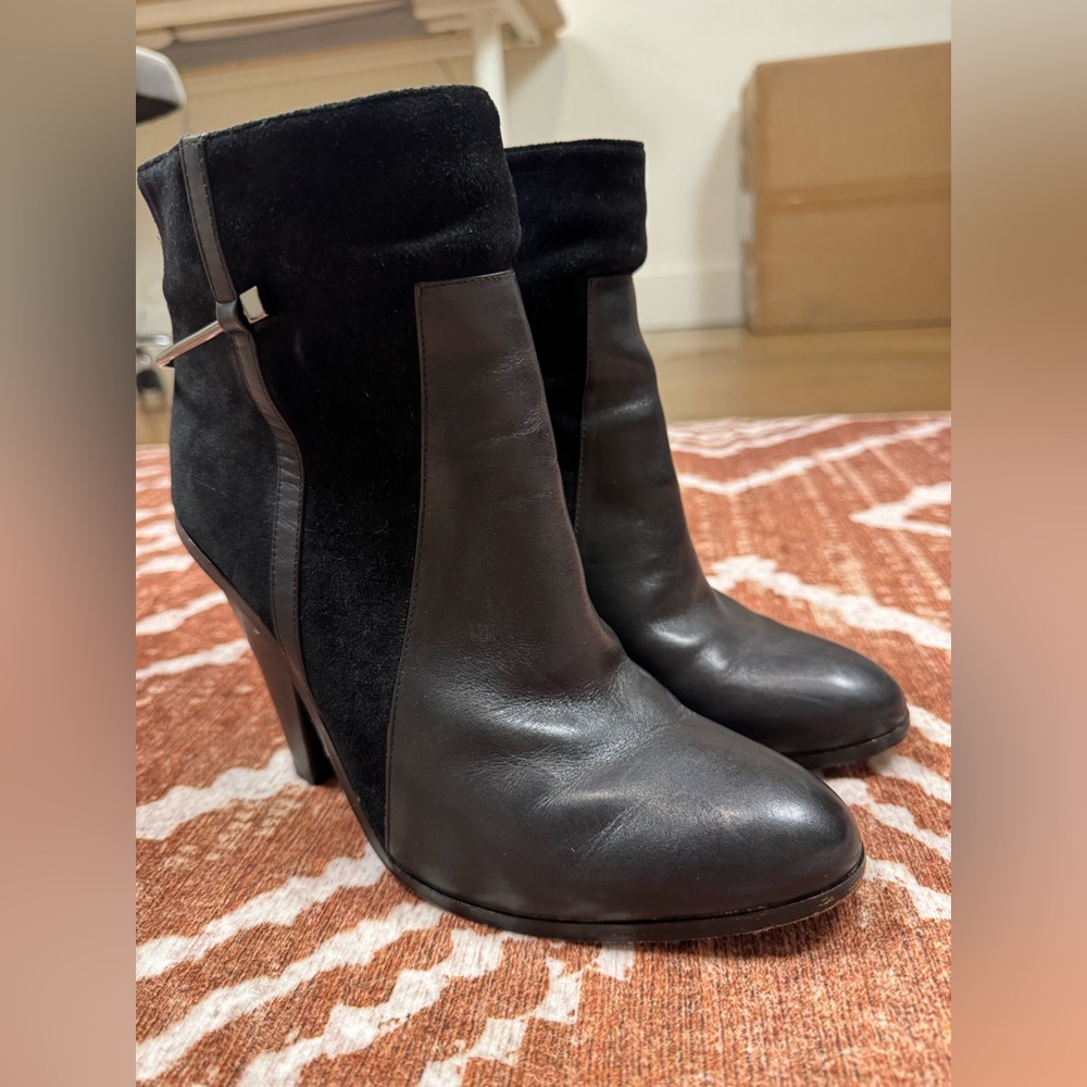Saint and libertine black heeled suede, and calf skin leather w/ silver detail 9
